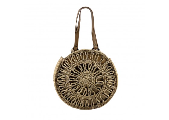 Bolso De Hombro Redondo Rafia Paja